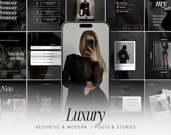 100 Black Luxury Instagram Templates. Black Instagram Templates. Small Business Instagram Templates. Aesthetic instagram.  Luxury instagram
