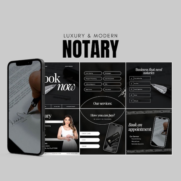 Notary Instagram Templates | Notary Social Media Templates | Notary Facebook Posts | Notary Signing Agent Posts | Notary Public Black Storys