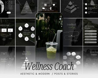100 Wellness Coach Instagram Templates, Health Coach Social Media Post, Holistic Coach Instagram Story, Wellbeing Coach, Life Coach Template
