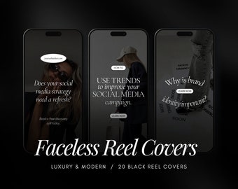 Faceless Instagram Reel Covers | Luxury Canva Faceless Templates | Faceless Black Instagram Reel Covers | Aesthetic Reel Covers