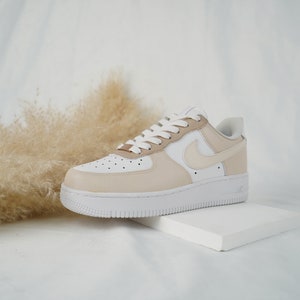 Beige Custom Air Force 1, Custom AF1, Custom Shoes, Custom Sneakers, Personalized Shoes, Handmade Gift Idea