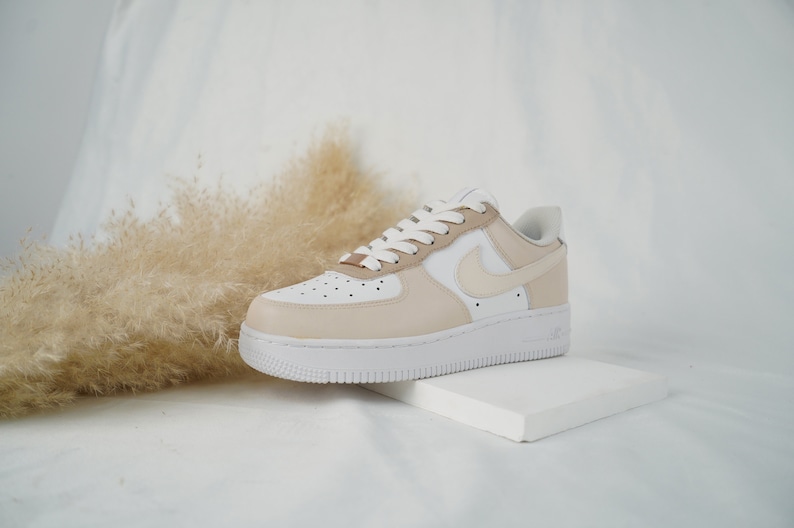 Beige Custom Air Force 1, Custom AF1, Custom Shoes, Custom Sneakers, Personalized Shoes, Handmade Gift Idea