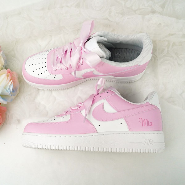 Air Force Light Pink, Custom Shoes, Hand Painted Pink Custom Sneakers, Pink AF1