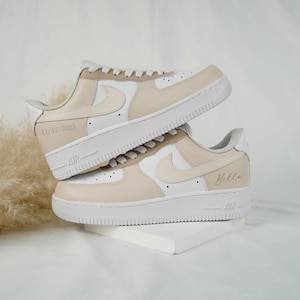 Beige Custom Air Force 1, Custom AF1, Custom Shoes, Custom Sneakers, Personalized Shoes, Handmade Gift Idea