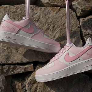 Light Pink Custom Shoes, Custom Air Force 1s, Air Forces Low, Custom Sneakers, Hand-painted Air Force 1, Hand-painted Barbie Sneakers