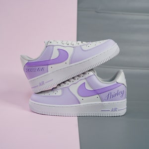 Custom Air Force 1 Low Air Force 1 Custom Shoes (Light purple with Dark Purple Swoosh)