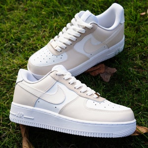 Custom Air Force 1 Low Cream Tan Beige Air Force 1 Custom AF1 Brown Tie Sneakers Custom Shoes Air Forces Custom-made