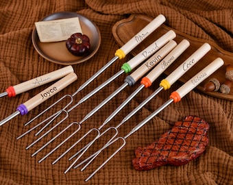 Custom Engraved Grilling Sticks,Housewarming Gifts,Campfire Marshmallows,Telescopic Marshmallow Sticks,Anniversary Gift,Camping,Gift for Her
