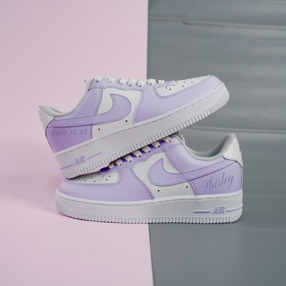 the customized purple air force sneakers
