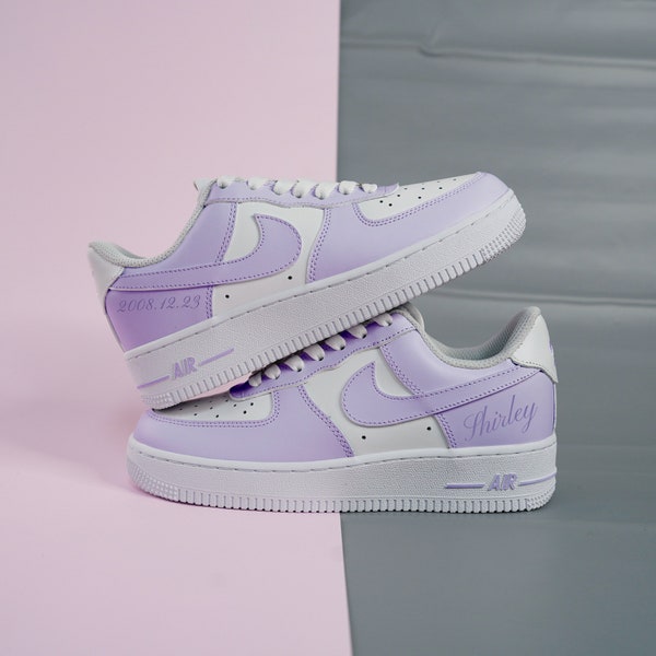 Helllila Air Force 1 Custom, Custom Light Purple Sneakers, Lila Air Force 1, Custom Schuhe, Custom Name Schuhe