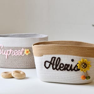 Customizable Cotton Rope Organizer,woven cotton rope basket,Square Storage Basket,Colorful Cotton Rope Bins,Housewarming Gift Idea