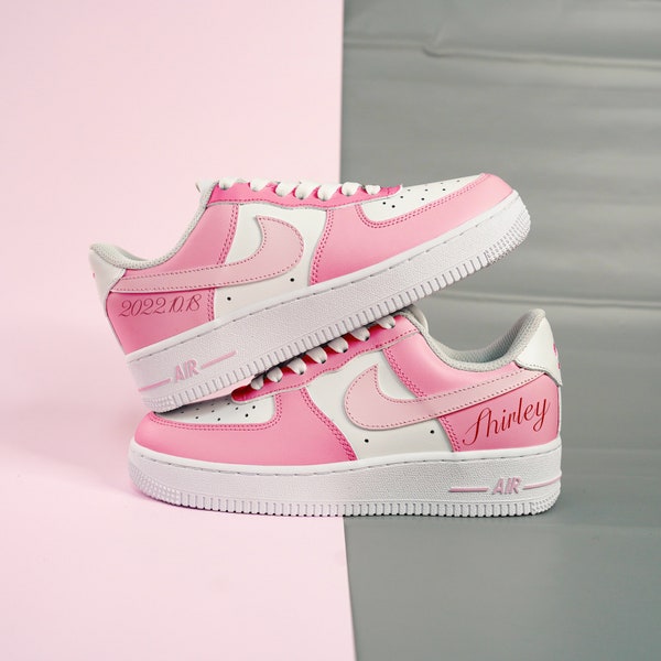 Custom Sneakers, Custom Air Force 1, Pink Air Force 1, Custom Shoes, Pink Shoes, Pink Sneakers, Barbie Shoes, Kids Air Forces