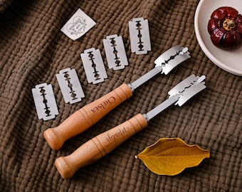 Custom-designed, personalized carved bread knife. Gifts suitable for bakers and bridesmaids