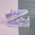 Purple Custom Air Force 1 Low Air Force 1 Custom Shoes Lavender Air Forces (Light purple with Dark Purple Swoosh) product logo