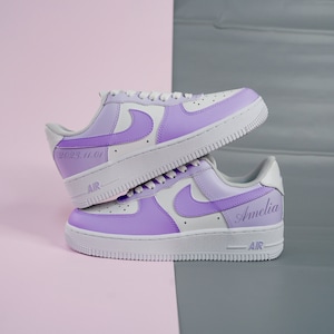 Purple Custom Air Force 1 Low Air Force 1 Custom Shoes Lavender Air Forces (Light purple with Dark Purple Swoosh)