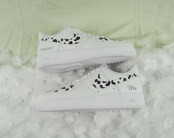 Cow Print Air Forces, Custom sneakers, Custom Shoes, Custom Air Force 1, Black and White Cow Patterned Sneakers, Cow Print Shoes