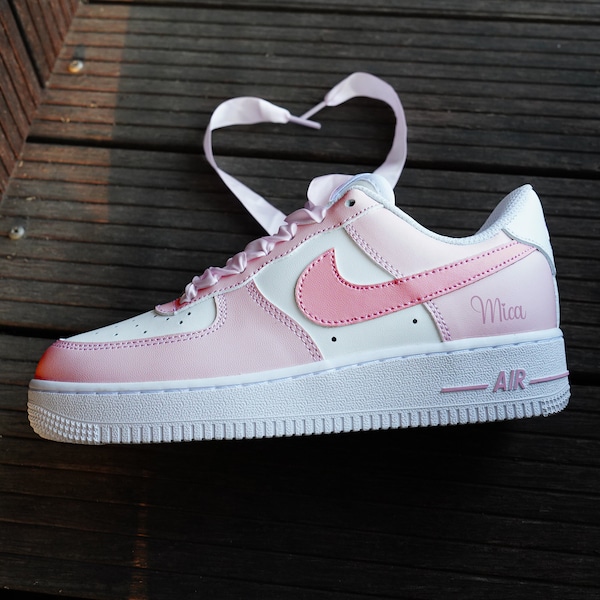 Light Pink Custom Air Force 1, Air Forces Low, Custom Sneakers, Handpainted Air Force 1, Handpainted Sneakers