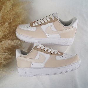 Beige Custom Air Force 1, Custom AF1, Custom Shoes, Custom Sneakers, Personalized Shoes, Handmade Gift Idea