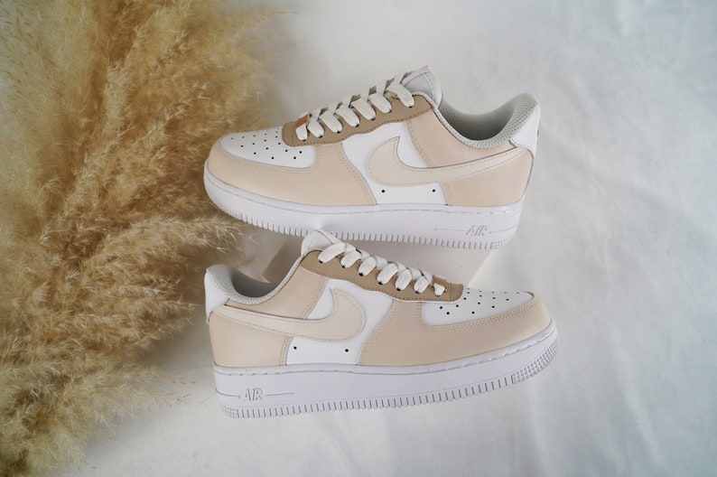 Beige Custom Air Force 1, Custom AF1, Custom Shoes, Custom Sneakers, Personalized Shoes, Handmade Gift Idea