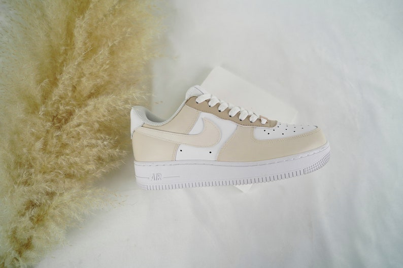 Beige Custom Air Force 1, Custom AF1, Custom Shoes, Custom Sneakers, Personalized Shoes, Handmade Gift Idea