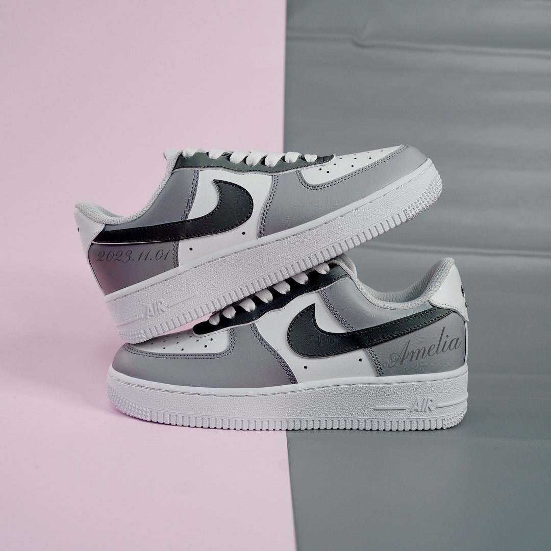 Gray Air Force 1 Custom Custom Name Gift Custom Shoes Etsy Gray Air Force 1 Custom Custom Name Gift Custom Shoes Etsy