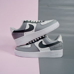 Custom Nike Air Force 1 07 Painted Shoes Sneaker Para Mujer Y Hombre Gris –  ATHENA