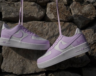 Lilac Air Force 1 Custom, Custom Light Purple Sneakers, Purple Air Force 1, Custom Shoes, Custom Air Force 1 Light Purple, Custom Name Shoes