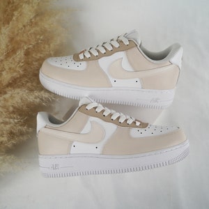 Beige Custom Air Force 1, Custom AF1, Custom Shoes, Custom Sneakers, Personalized Shoes, Handmade Gift Idea