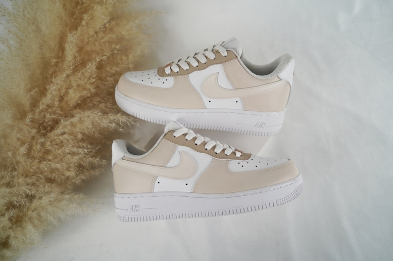 Beige Custom Air Force 1, Custom AF1, Custom Shoes, Custom Sneakers, Personalized Shoes, Handmade Gift Idea