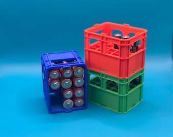 Stackable battery beer crates for AA and AAA batteries / beverage crate / organize neatly / beautiful colorful gifts