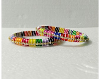 Silk thread multicolour Bangles size 2.4,2.6,2.8