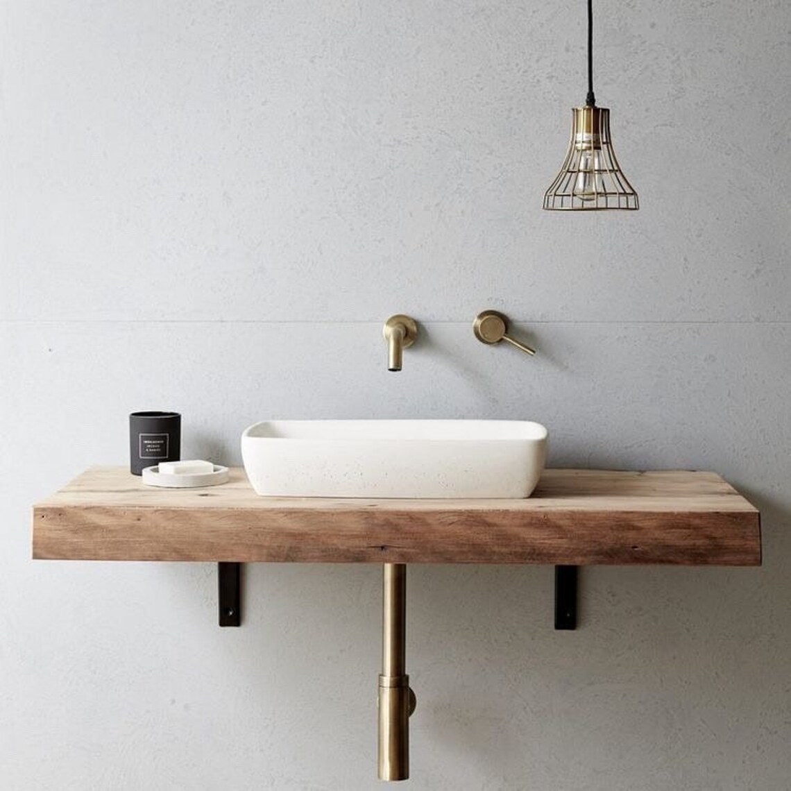 Sale Handmade Bathroom Vanity Floating Live Edge Farmhouse Etsy