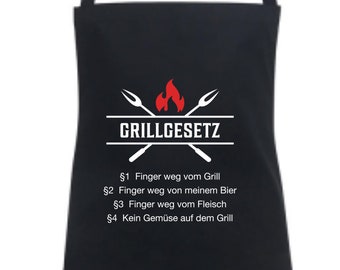 Tablier de barbecue cool en noir avec inscription cool brodée de haute qualité.