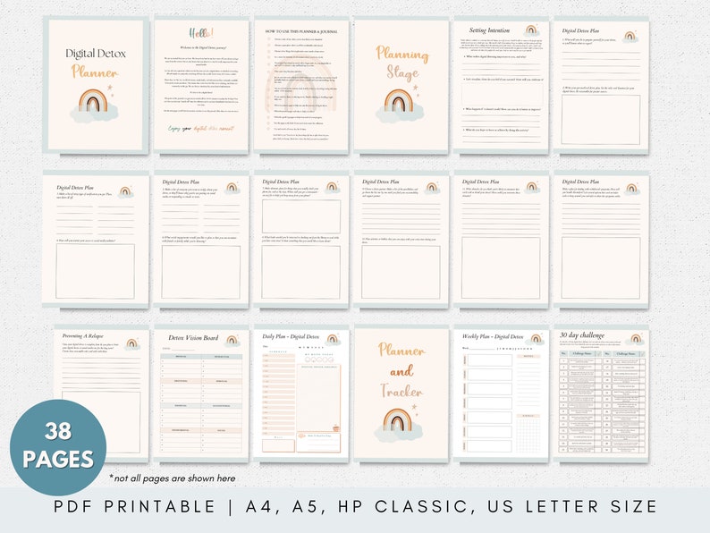 Digital Detox Printable Planner Social Media Detox Etsy