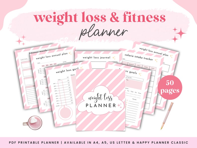 Weight Loss Printable Planner Printable Fitness Planner Etsy