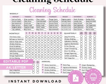 Editable Cleaning Planner, Cleaning Schedule, Weekly House Chores, Cleaning Checklist, Monthly, Household Planner Printable, ADHD Clean Home