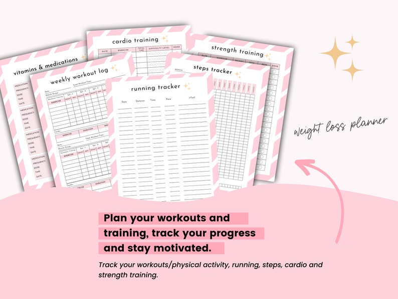 Weight Loss Printable Planner Printable Fitness Planner Etsy