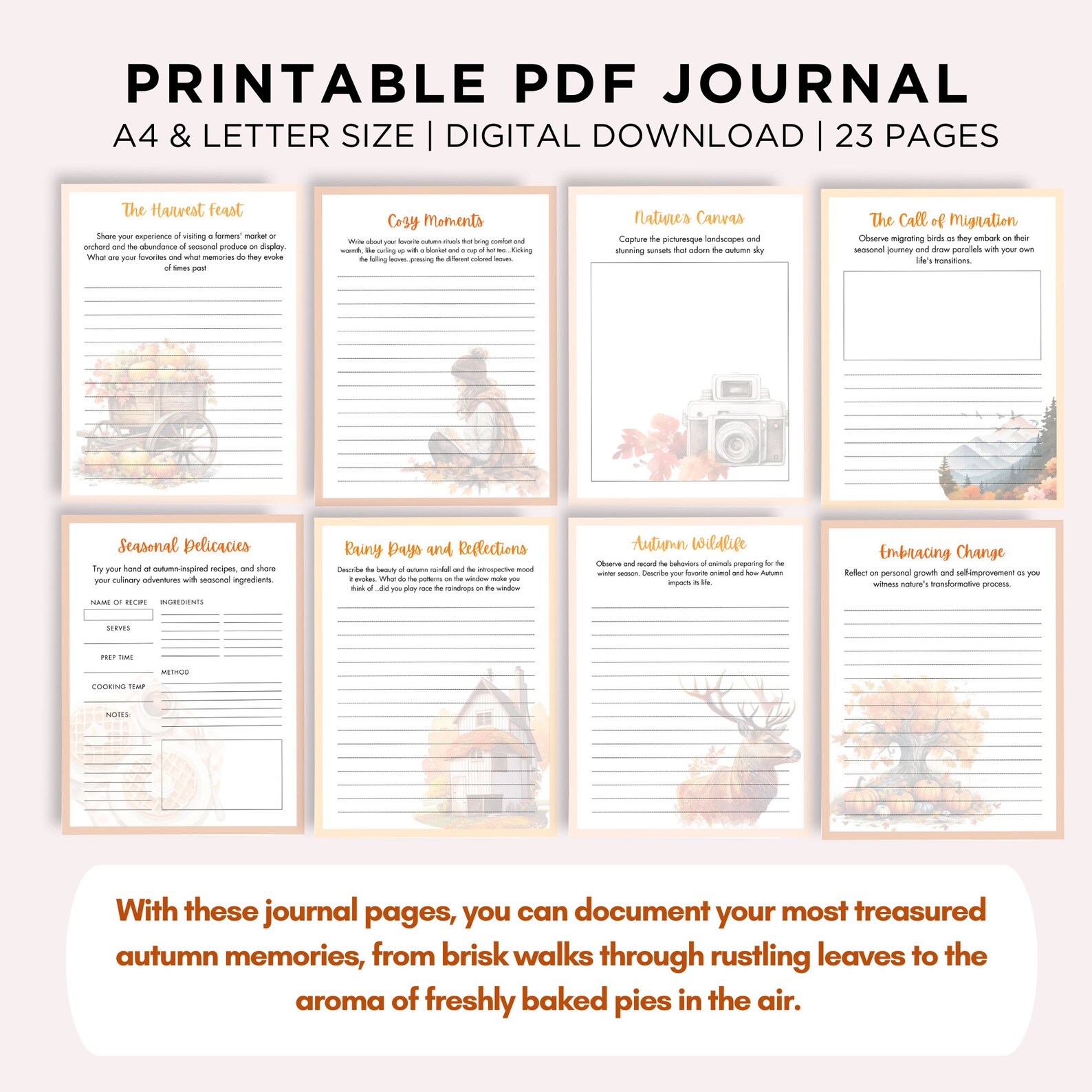 Printable Autumn Journal Pages Decorative Journal Pages Fall - Etsy