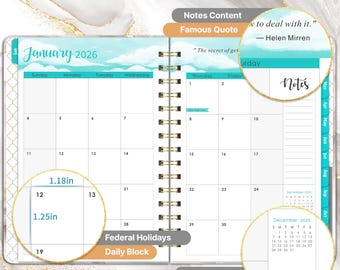 2026 Planner Weekly And Monthly, JAN. 2026 - DEC. 2026, 6\" X 8.4...
