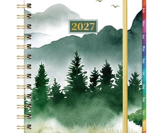 2027 Weekly Monthly Planner: Green Forest Hardcover, Organizer (6.4" x 8.5")