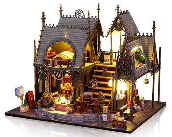 DIY Miniature House Kits Owl Castle Dark Concept Gift for Cat Lovers