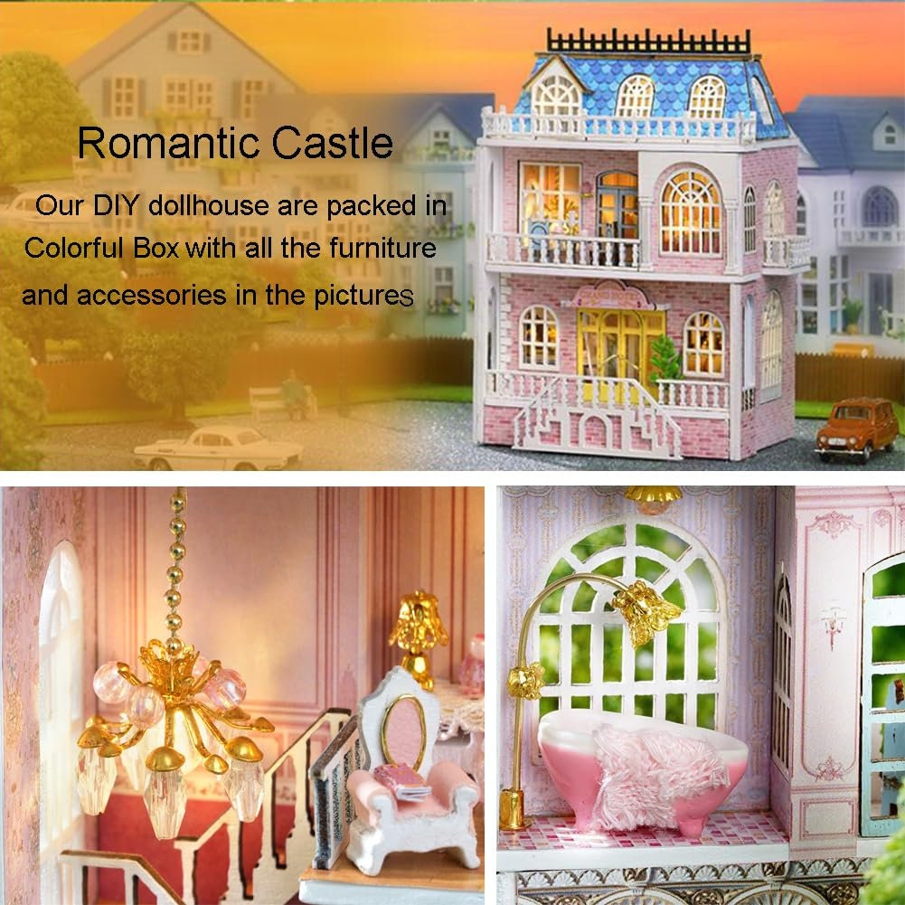 DIY Miniature Wooden Dollhouse Furniture Kit,mini Handmade Doll House ...