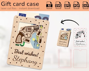 Personalized shooting case gift card holder money | name sign | laser ready-cut design | Ai, EPS, PDF, DXF, Svg