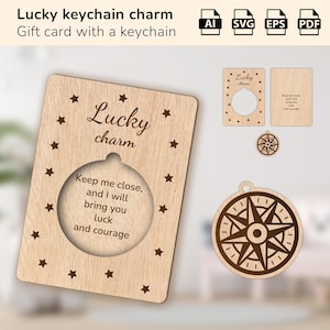 Boussole d'aventure porte-clés porte-clés porte-bonheur | cadeau pour un anniversaire, une maman, un papa, un ami | Forge luminescente découpée au laser | IA, EPS, PDF, SVG