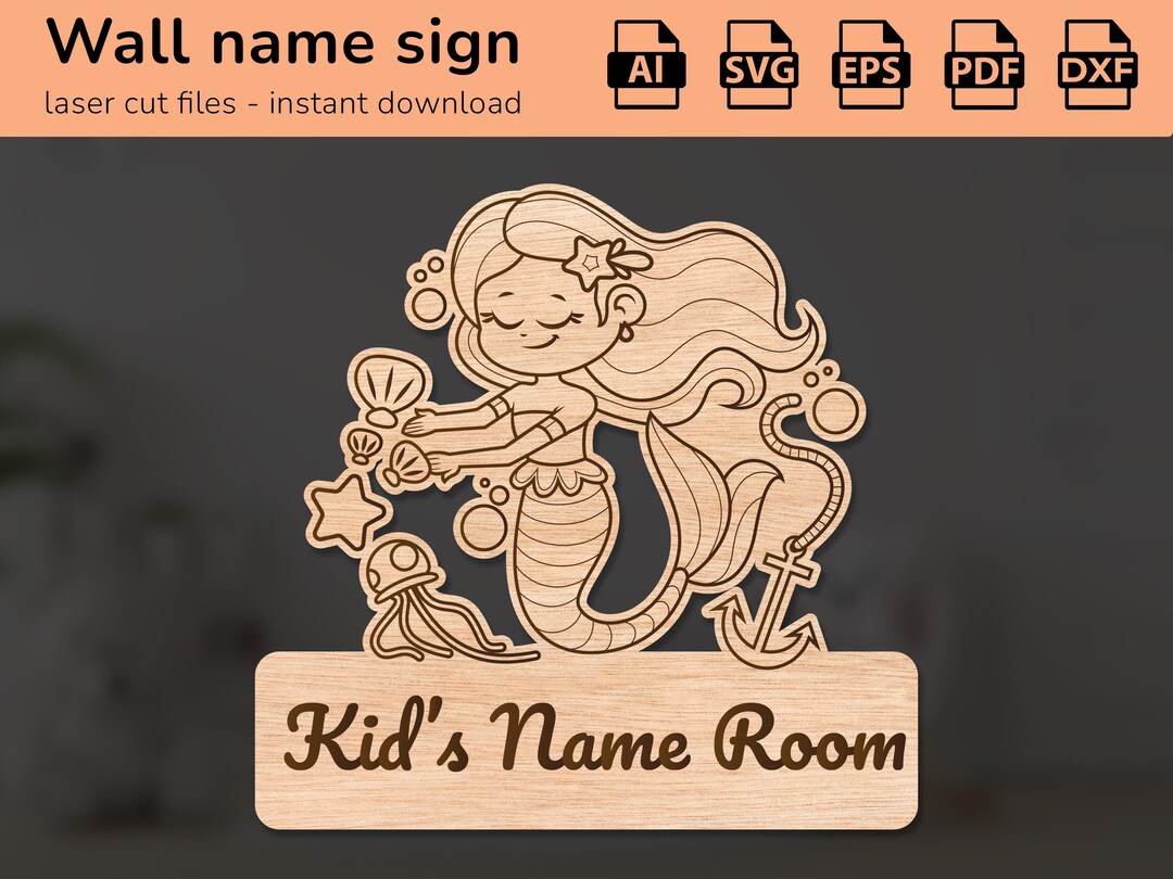 Mermaid Sealife Name Sign | Interior Decor | Laser Cut Design | for ...