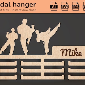 Porta medaglie per arti marziali karate, da appendere alla parete, per premiare i premi, decorazione d'interni, design tagliato al laser, per bambini, Ai, EPS, PDF