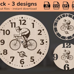 Wandbord fietsklok fietsklok | interieurdecoratie | lasergesneden ontwerp | downloaden | AI, eps, pdf, dxf