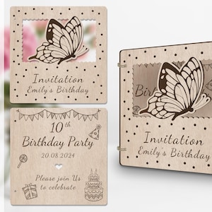 Invito a farfalla file tagliato al laser per compleanno fidanzamento baby shower addio al nubilato laurea anniversario