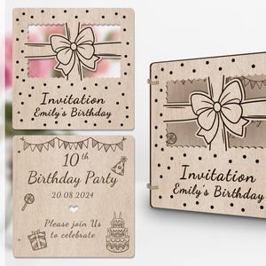 Zaproszenie wstążkowe wycinane laserowo na urodziny, zaręczyny, baby shower, wieczór panieński, rocznicę ukończenia szkoły