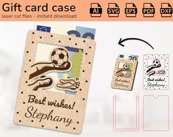 Porta carte regalo da calcio personalizzato con nome / porta soldi / design tagliato al laser / Ai, EPS, PDF, DXF, Svg